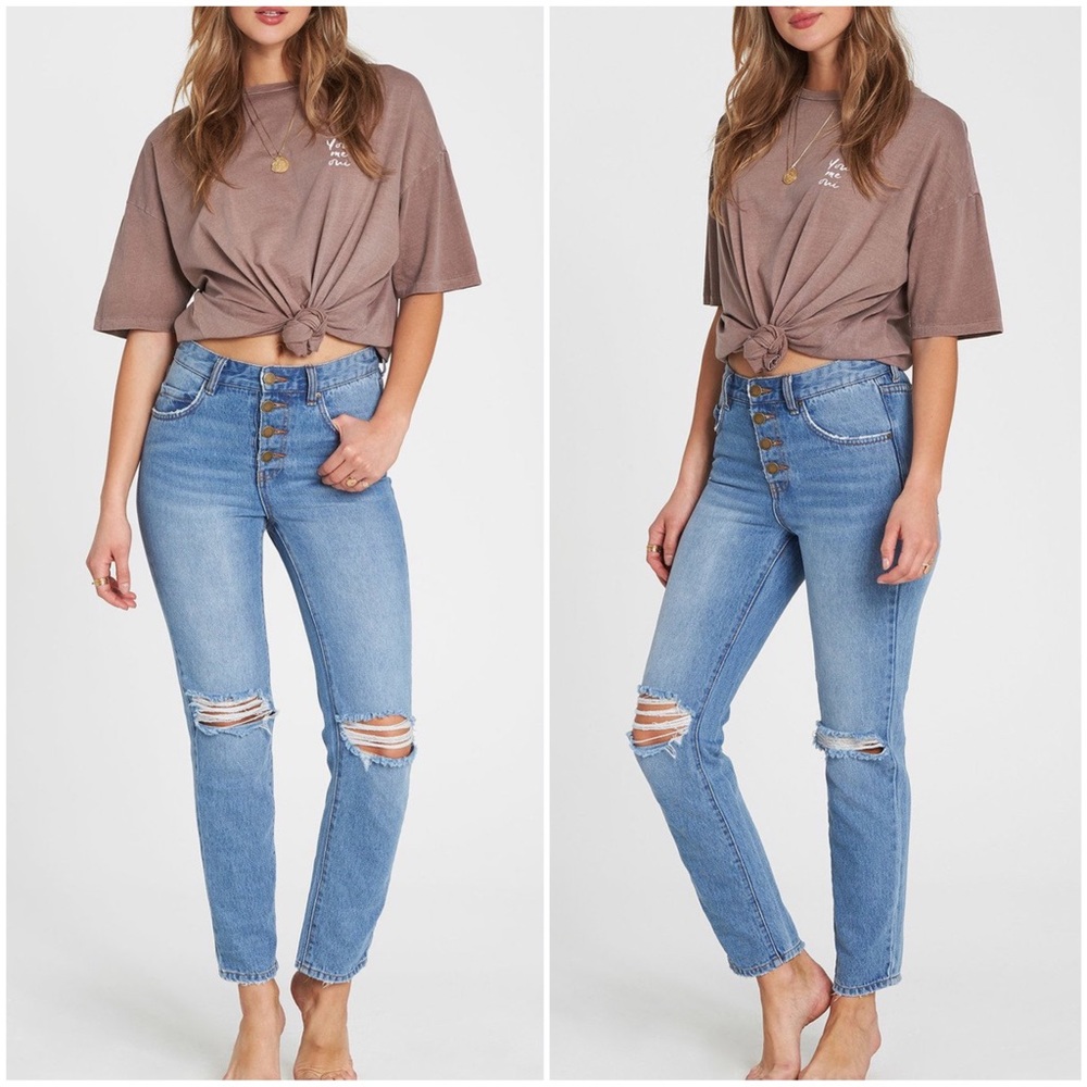 BILLABONG BUTTON CHEEKY HIGH RISE JEANS